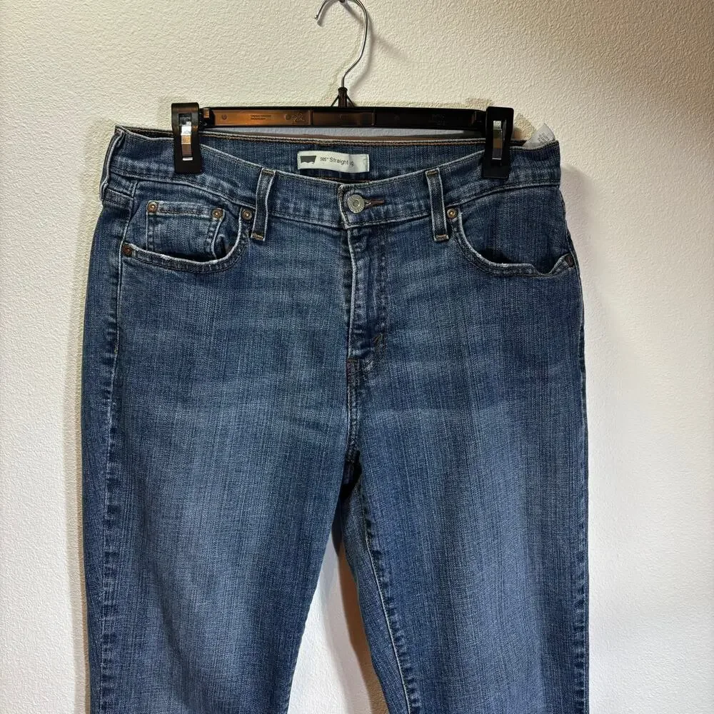 Levi’s 505 Straight Jeans Women’s 12 Mid Rise Stretch Blue Denim Classic Fit